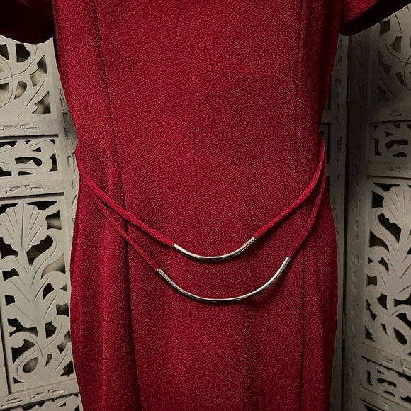 SCARLETT Daring dark red rose colored short sleeve semi formal maxi dress - Picture 3 of 11